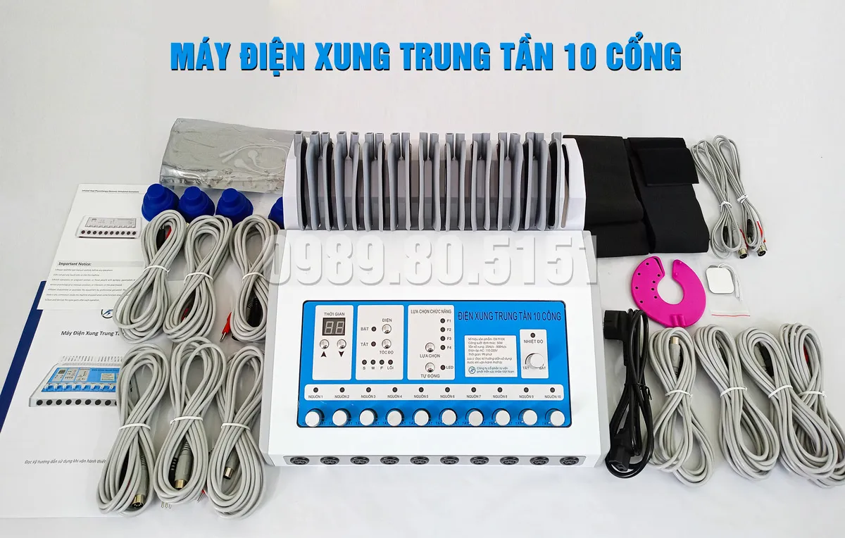 Máy điện xung trung tần 10 cổng phiên bản tiếng Việt